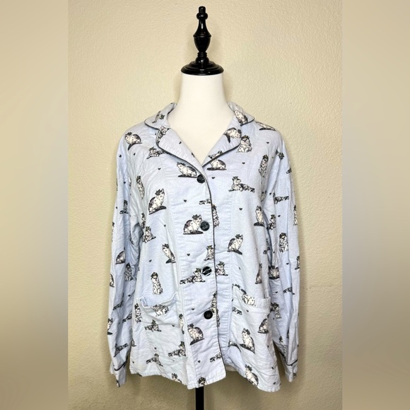 Set-‎ PJ Salvage Cat Lovers Novelty Print 100% Cotton Pajama Size Small Blue - Picture 1 of 10